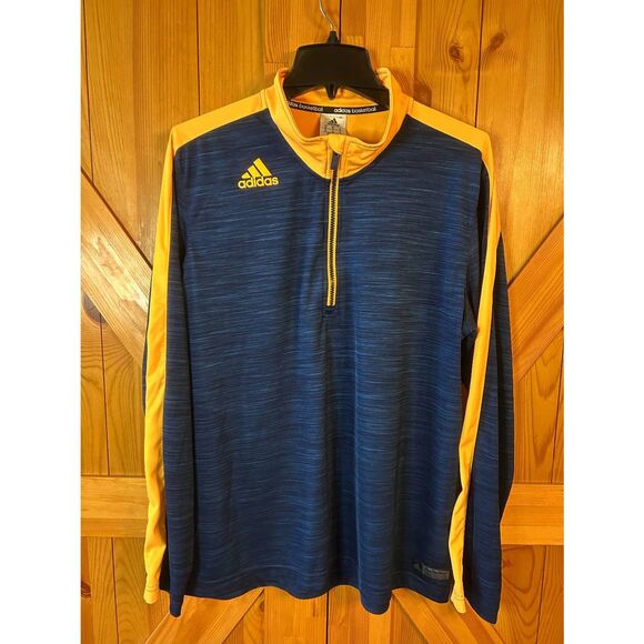 Adidas Crazy Ghost Blue Yellow Long Sleeve 1/4 Zip Pullover Size XL (5300) - Picture 1 of 7